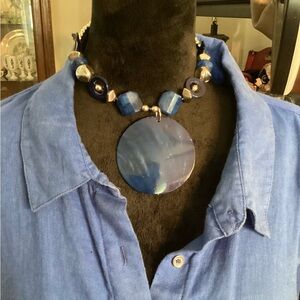 UNBRANDED BLUE COIN CHOKER